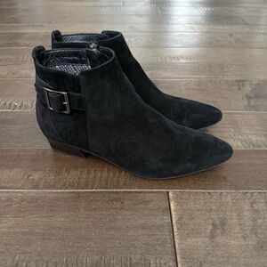 AQUATALIA Fernn Weatherproof Suede Booties Ankle Boots Black Leather 9.5